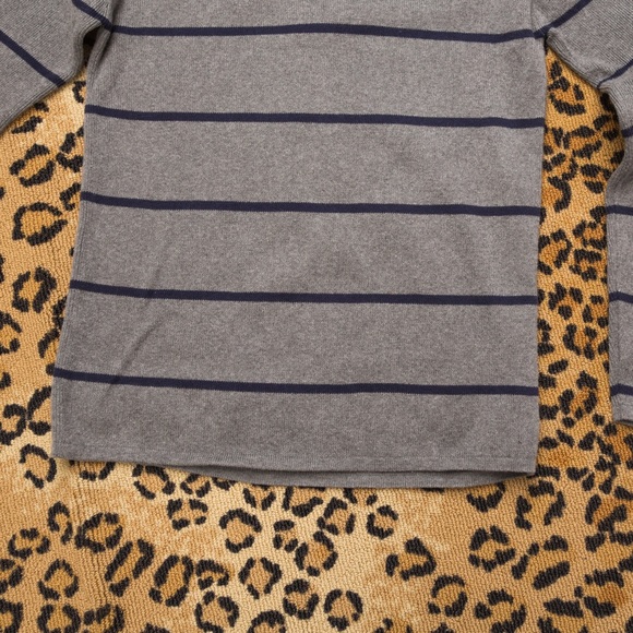 AMX preppy 1/4 zip cotton 1/4 zip sweater striped gray & navy size Large 14-16 - Picture 4 of 6